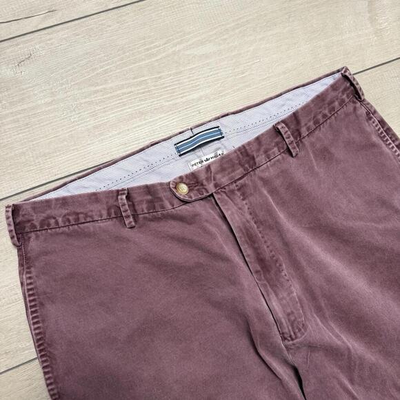 Peter Millar Soft Cotton Chino Pants Burgundy 36x28 Relaxed Fit Office Casual - Picture 4 of 8